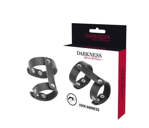 Darkness Adjustable Synthetic Leather Dual Intimate Ring Black