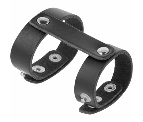 Darkness Adjustable Synthetic Leather Dual Intimate Ring Black