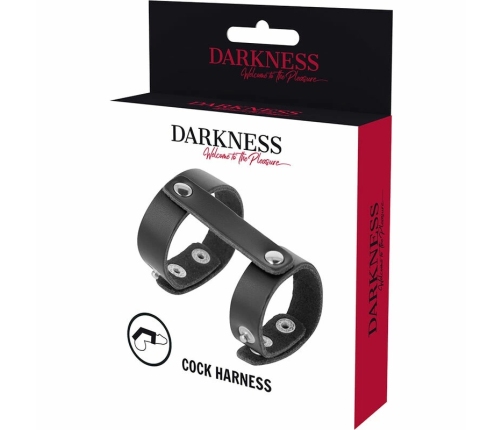 Darkness Adjustable Synthetic Leather Dual Intimate Ring Black