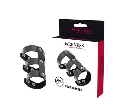 Darkness Adjustable Dual Leather Intimate Ring - Black, Custom Fit