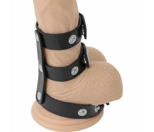 Darkness Adjustable Dual Leather Intimate Ring - Black, Custom Fit