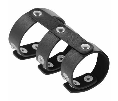 Darkness Adjustable Dual Leather Intimate Ring - Black, Custom Fit