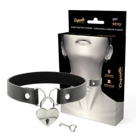 Coquette Chic Desire Vegan Leather Heart Necklace with Key, 40cm