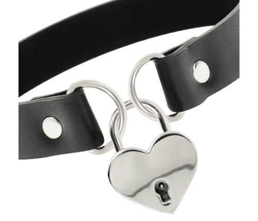 Coquette Chic Desire Vegan Leather Heart Necklace with Key, 40cm