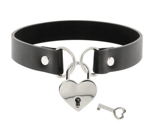 Coquette Chic Desire Vegan Leather Heart Necklace with Key, 40cm
