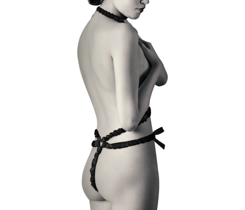 Coquette Chic Desire Elastic Harness Set with Nipple Covers Black