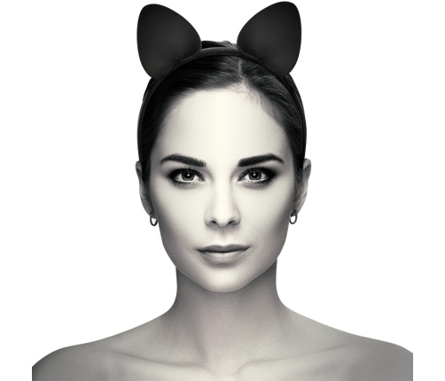 Coquette Chic Desire Vegan Leather Cat Ear Headband - Black, Adjustable