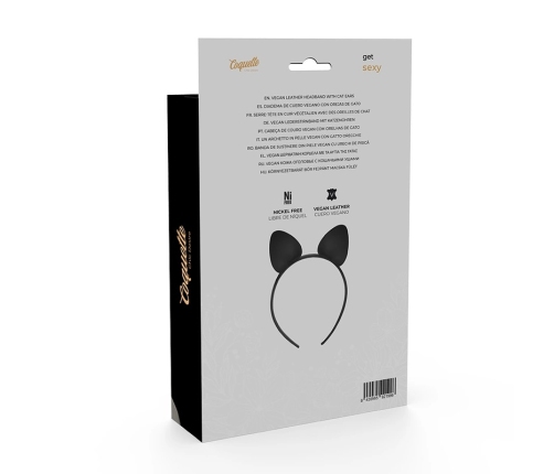 Coquette Chic Desire Vegan Leather Cat Ear Headband - Black, Adjustable