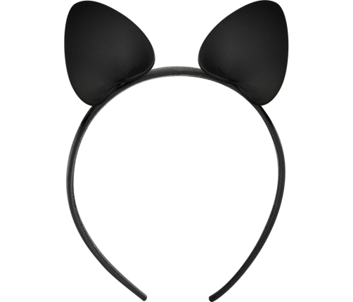 Coquette Chic Desire Vegan Leather Cat Ear Headband - Black, Adjustable