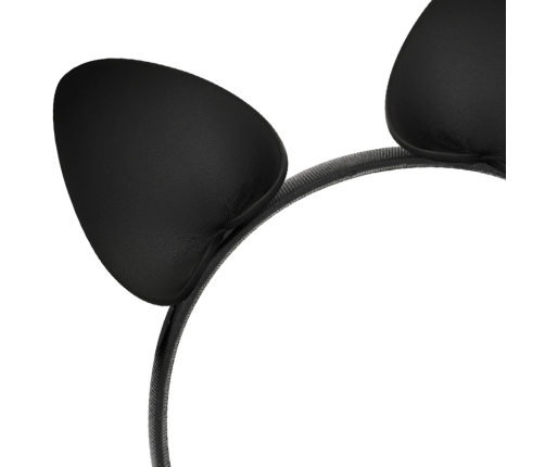 Coquette Chic Desire Vegan Leather Cat Ear Headband - Black, Adjustable