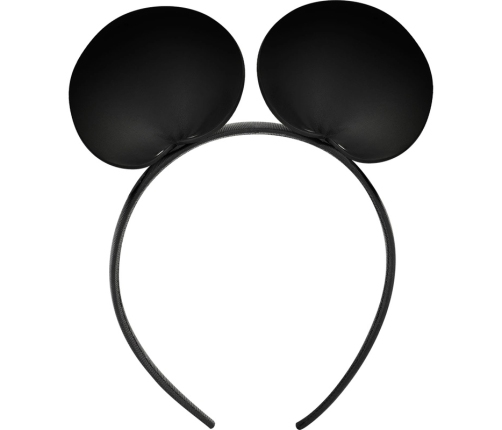 Coquette Chic Desire Vegan Leather Mouse Ears Headband - Black, Adjustable