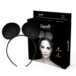 Coquette Chic Desire Vegan Leather Mouse Ears Headband - Black, Adjustable