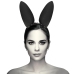 Coquette Chic Desire Vegan Leather Headband with Bunny Ears - Black