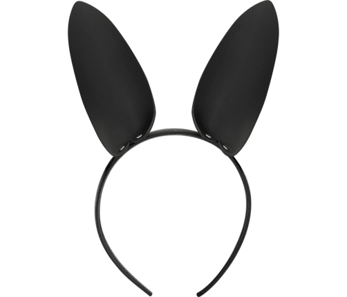 Coquette Chic Desire Vegan Leather Headband with Bunny Ears - Black