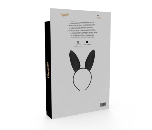 Coquette Chic Desire Vegan Leather Headband with Bunny Ears - Black