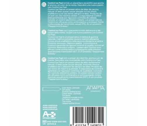 CONTROL Ice Feel Cool Effect Mint-Colored Condoms 10-Pack 53mm Lubricated