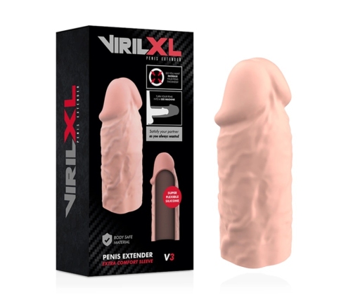 VirilXL Liquid Silicone V3 Anatomical Extension Sleeve 8.5cm Transparent