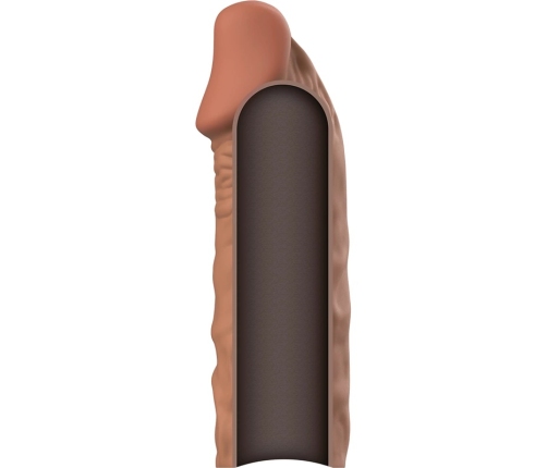 VirilXL Liquid Silicone V5 Extension Sleeve Brown 11cm Adjustable Fit