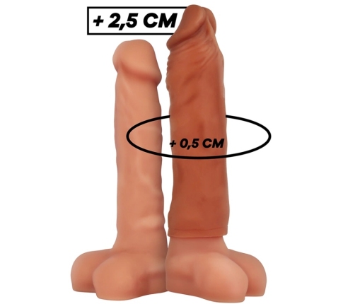 VirilXL Liquid Silicone V5 Extension Sleeve Brown 11cm Adjustable Fit