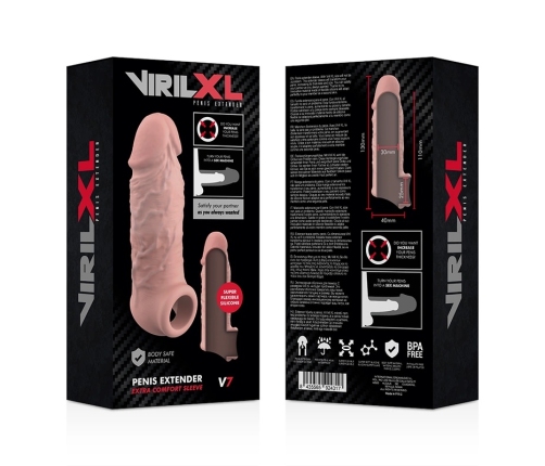 VirilXL Liquid Silicone V7 Extension Sleeve with Adjustable Fit 11cm