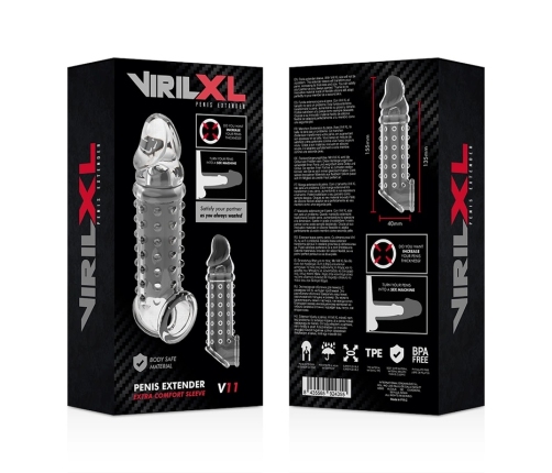 VirilXL V11 Transparent Extension Sheath - Adjustable TPE Intimate System