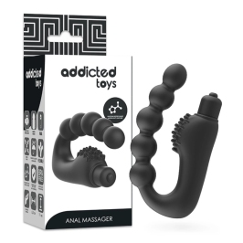 Addicted Toys Vibrating Prostate Massager Anatomical Silicone Black 11cm Addicted Toys Vibrating Prostate Massager Anatomical Silicone Black 11cm