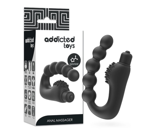 Addicted Toys Vibrating Prostate Massager Anatomical Silicone Black 11cm