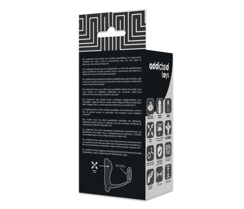 Addicted Toys Vibrating Anal Plug & Stimulation Ring Silicone Black 15cm