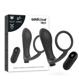 Addicted Toys Black Rechargeable Anal Plug & Ring Set with Remote Control Addicted Toys Black Rechargeable Anal Plug & Ring Set with Remote Control
