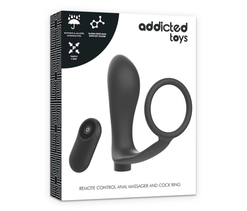 Addicted Toys Black Rechargeable Anal Plug & Ring Set with Remote Control