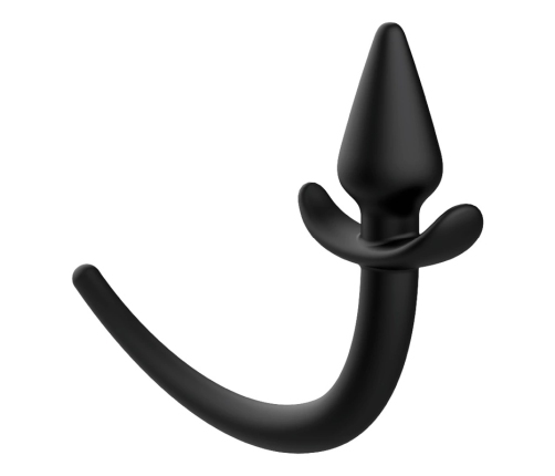 Addicted Toys Puppy Tail Silicone Plug - Ergonomic, Black, 7 cm