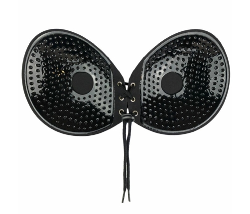 Bye Bra Round Lace-It Adhesive Bra Black Cup E - Invisible Strapless Solution