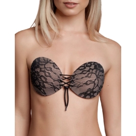 Bye Bra Round Lace-it Adhesive Bra E Cup - Interlaced Embroidery, Reusable