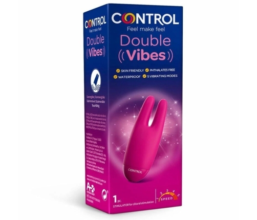 CONTROL Double Vibes Intimate Dual-Head Stimulator, 5 Modes, Waterproof