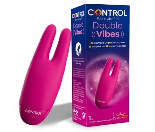 CONTROL Double Vibes Intimate Dual-Head Stimulator, 5 Modes, Waterproof