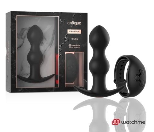 ANBIGUO Tiberio Intimate Plug with WATCHME Remote - 7 Modes, Black, 12.2 cm