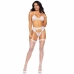 Leg Avenue 3-Piece Set: Lace Bra, Garter Belt & G-String - One Size