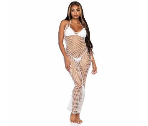 Leg Avenue Maxi Dress Woven Twist Net, Backless, One Size, White