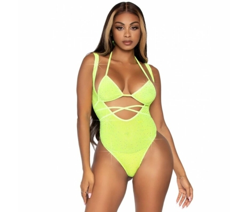 Leg Avenue Rhinestone Mesh Bikini Top & Suspender Bodysuit One Size