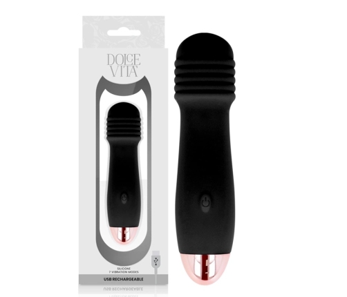 DOLCE VITA - VIBRADOR RECARGABLE TRES NEGRO 7 VELOCIDADES