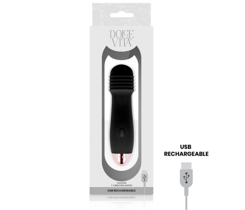 DOLCE VITA - VIBRADOR RECARGABLE TRES NEGRO 7 VELOCIDADES