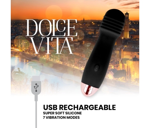 DOLCE VITA - VIBRADOR RECARGABLE TRES NEGRO 7 VELOCIDADES