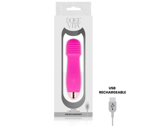 Dolce Vita Three Pink Rechargeable Intimate Device 7 Modes 12.2cm