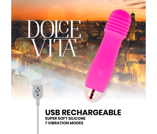 Dolce Vita Three Pink Rechargeable Intimate Device 7 Modes 12.2cm