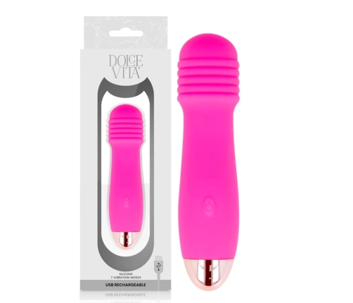 Dolce Vita Three Pink Rechargeable Intimate Device 7 Modes 12.2cm