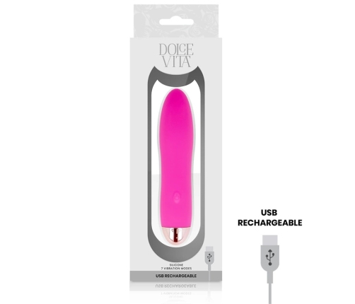 Dolce Vita Four Pink Rechargeable Device 7 Modes Medical Silicone 13cm