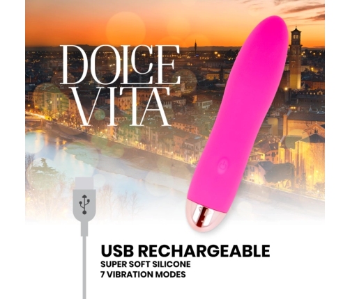 Dolce Vita Four Pink Rechargeable Device 7 Modes Medical Silicone 13cm