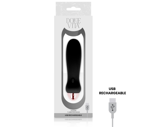 Dolce Vita Five Black Intimate Device 7 Modes USB Rechargeable Silicone