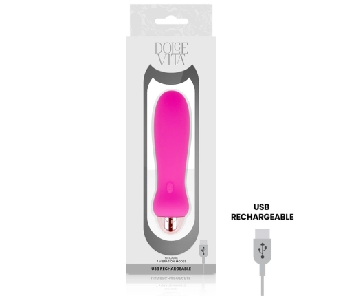 Dolce Vita Five Pink USB Rechargeable Silicone Intimate Device 12.4cm 7 Modes