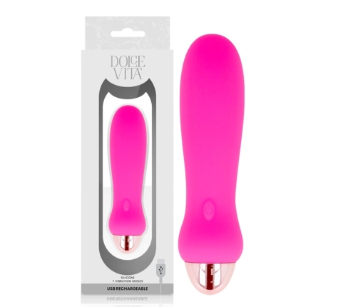 Dolce Vita Five Pink USB Rechargeable Silicone Intimate Device 12.4cm 7 Modes